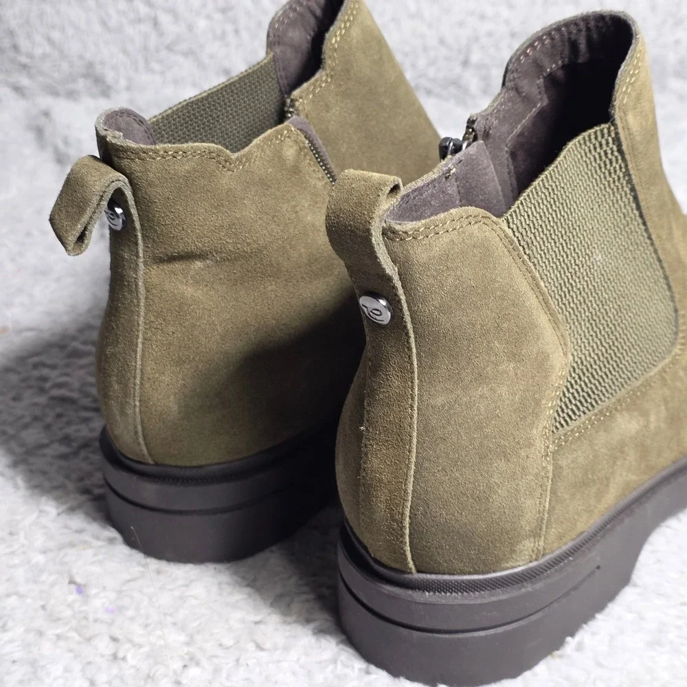 Easy Spirit Martha Stewart Ankle Boots Olive Green Suede Zipper‎ Womens 11M Exc